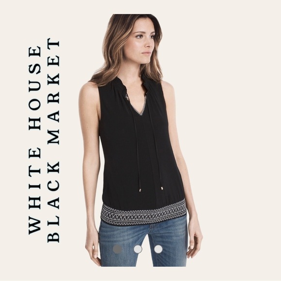 0758. WHITE HOUSE BLACK MARKET SLEEVELESS TOP SIZE SMALL BLACK/WHITE - Picture 1 of 12
